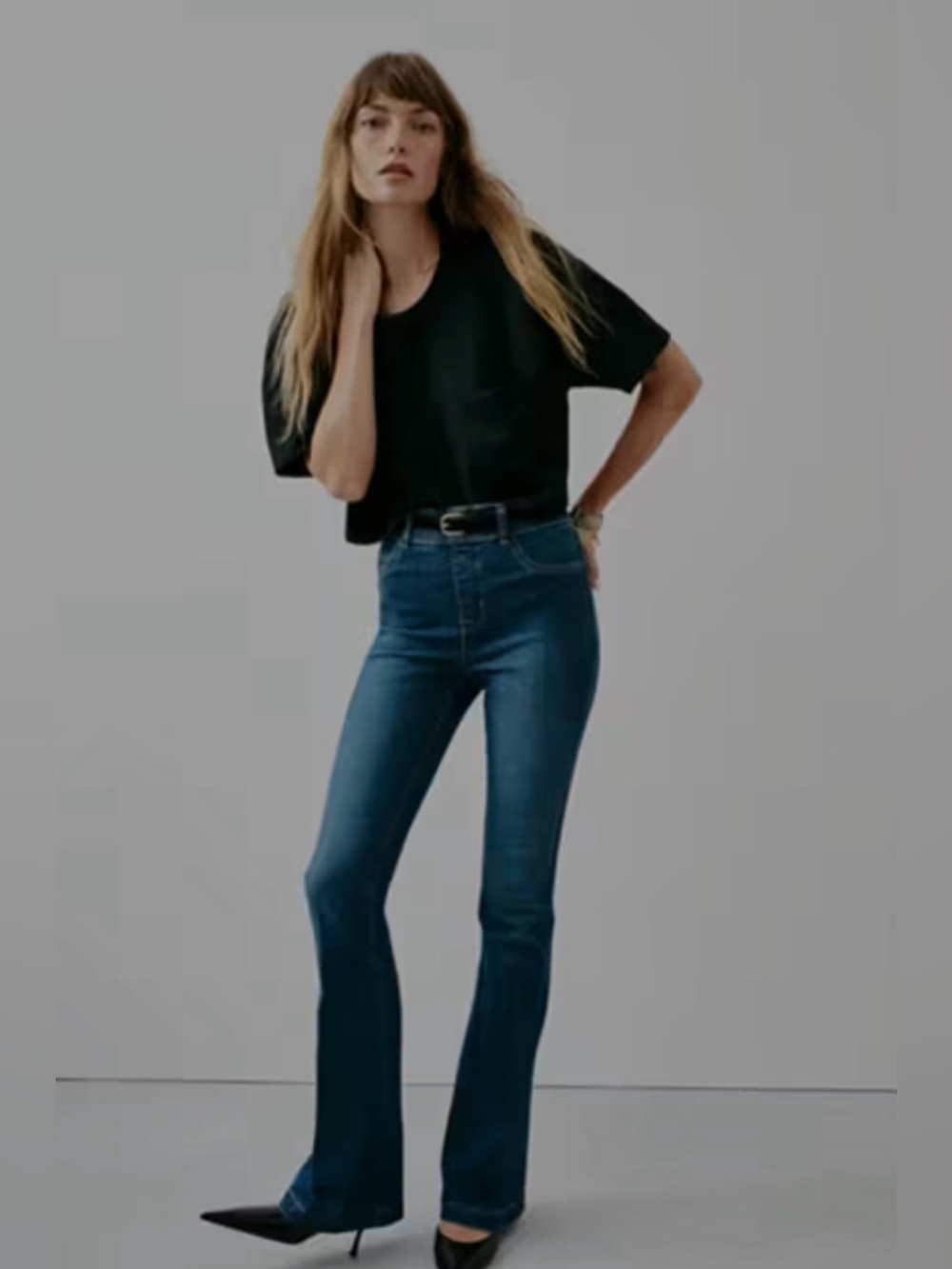SPANXshape® EveryWear Pull-On Flare Jeans High Rise Dark Wash Size Large